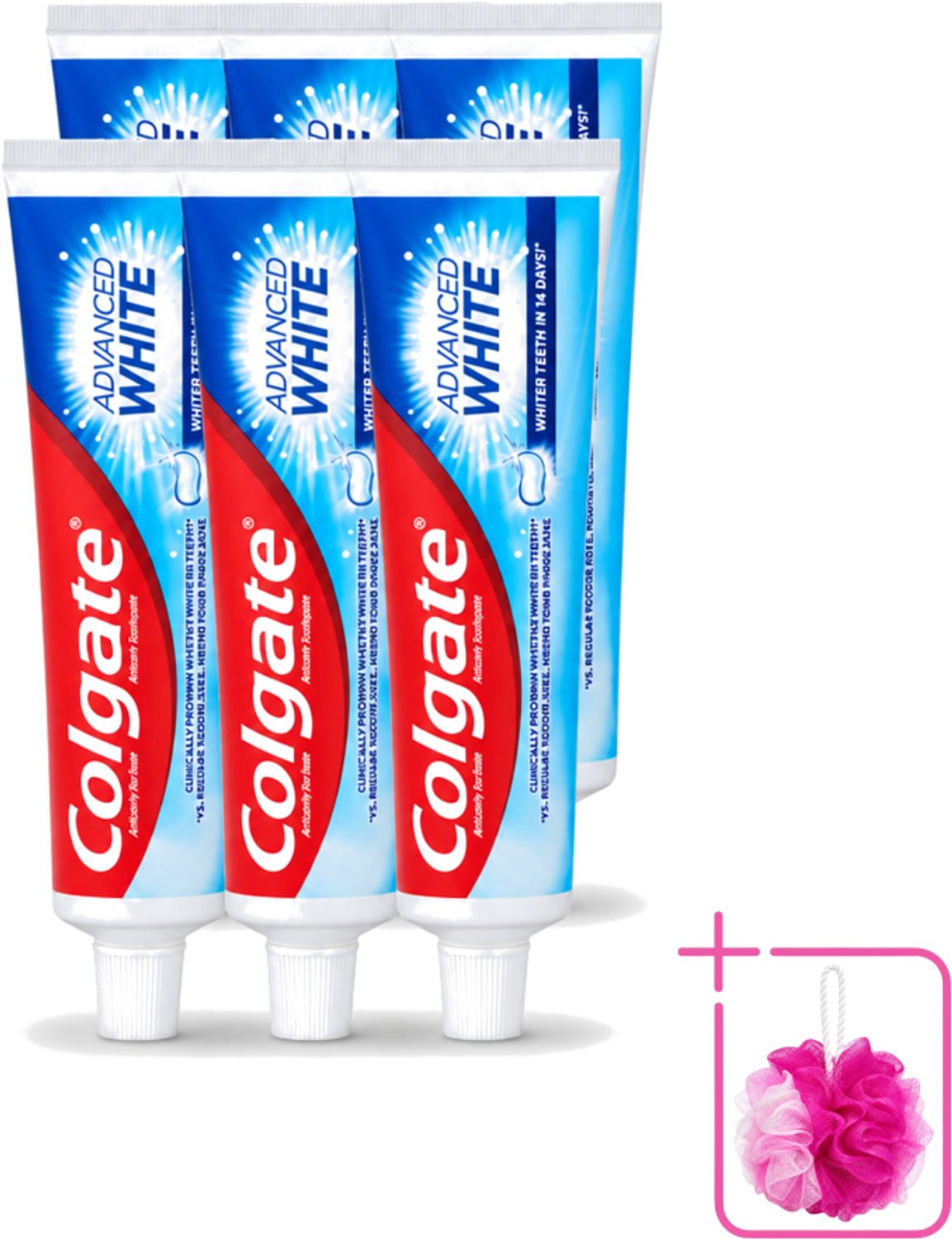6 x Colgate - Advanced White - Tandpasta - 100ml - Bulkverpakking - Tandpasta - Douchemop - Witte tanden