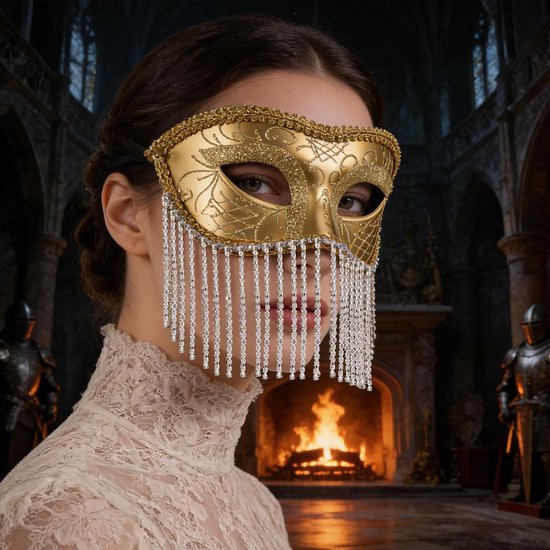 Vintage Carnival met Verstelbare Kwast Kralenketting Elegant Dames Masker voor Themafeesten Bruiloften Uniek Venetiaans Stijl Accessoire — afbeelding 4