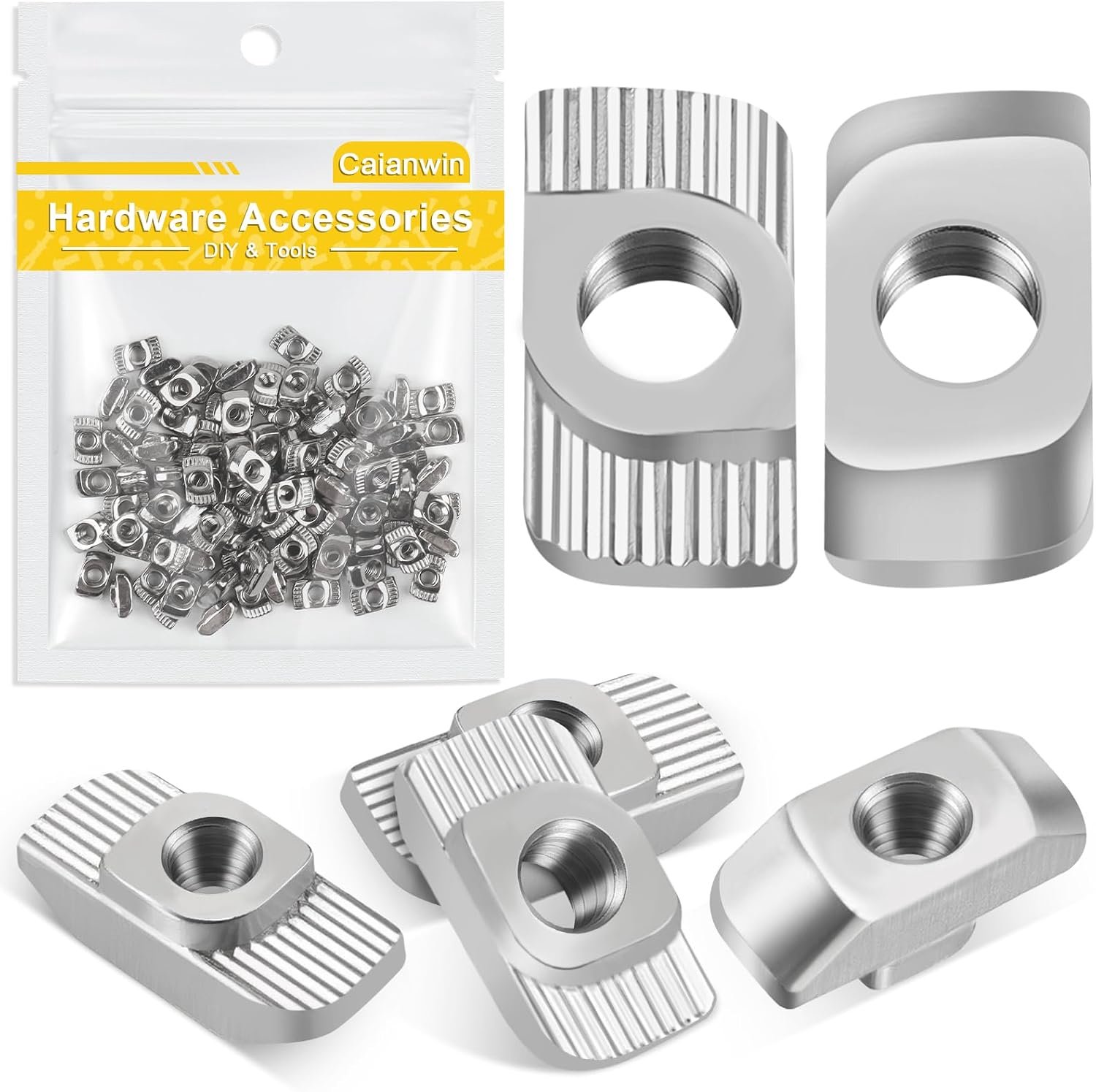 Caianwin Nutensteine Hammer Head Nut 100pcs T-Groove M3 Carbon Steel Nickel Plated T Slot Utility Nuts Hammer Nut for - ShopVlot