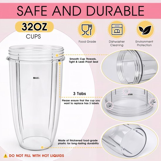 Reserveonderdelen 940 ml voor blender, compatibel met NutriBullet - ShopVlot — afbeelding 3