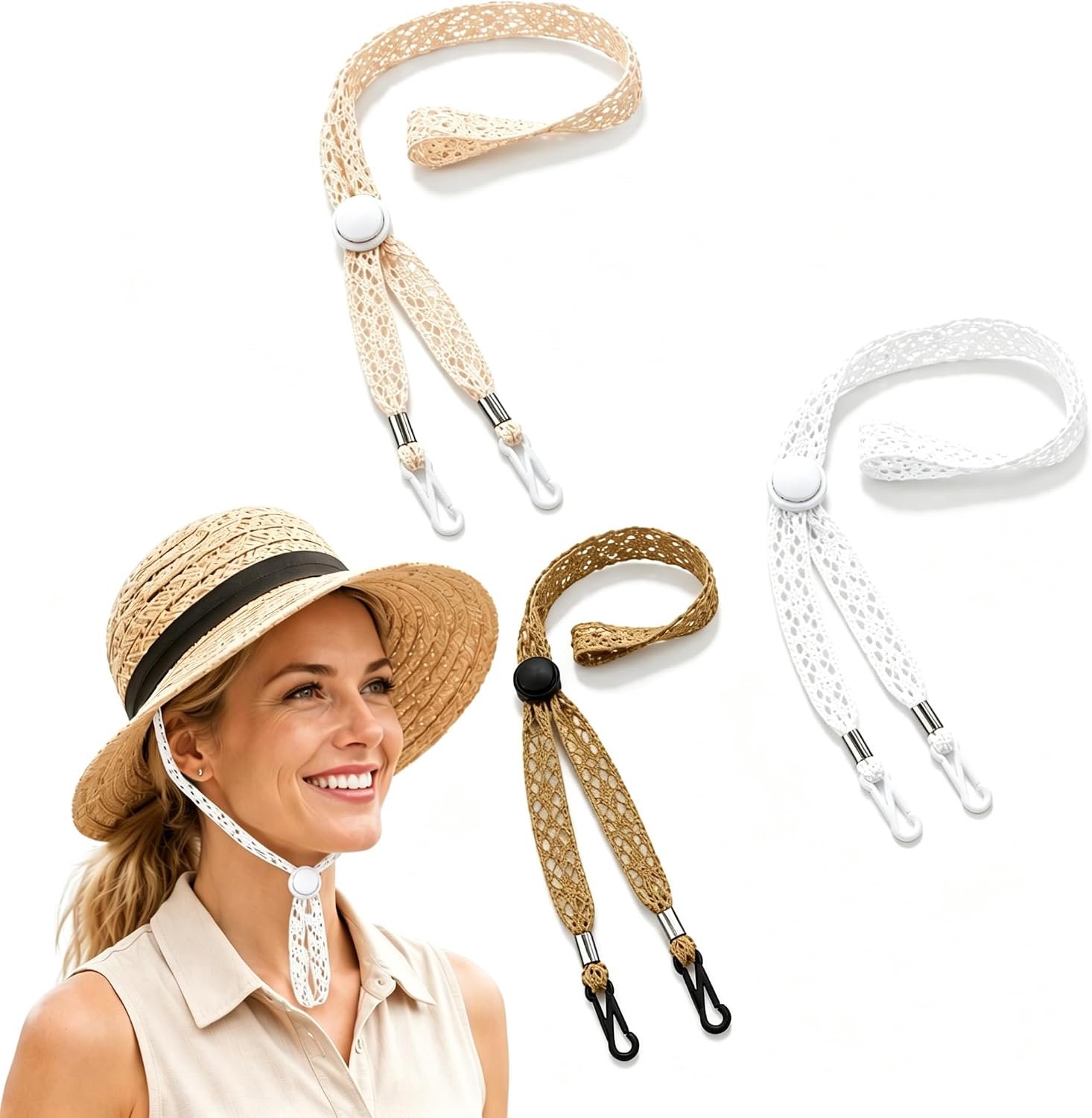 Hoedband buiten, verstelbare kinriem - 3 stuks - ideaal voor stevige grip - Homevero