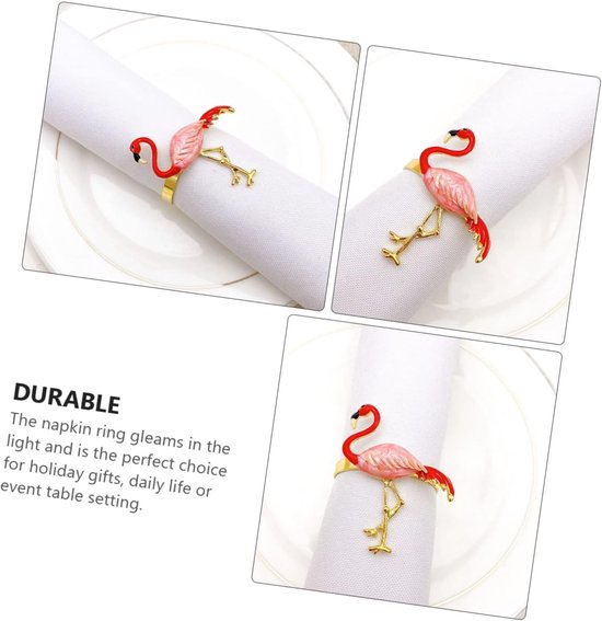 2stuks Flamingo Servet Ringen Elegante Servet Clips Voor Feesten Unieke Flamingo Ontwerpen Decoratieve Houders Voor Tafel Voor Bruiloften Verjaardagen — afbeelding 4