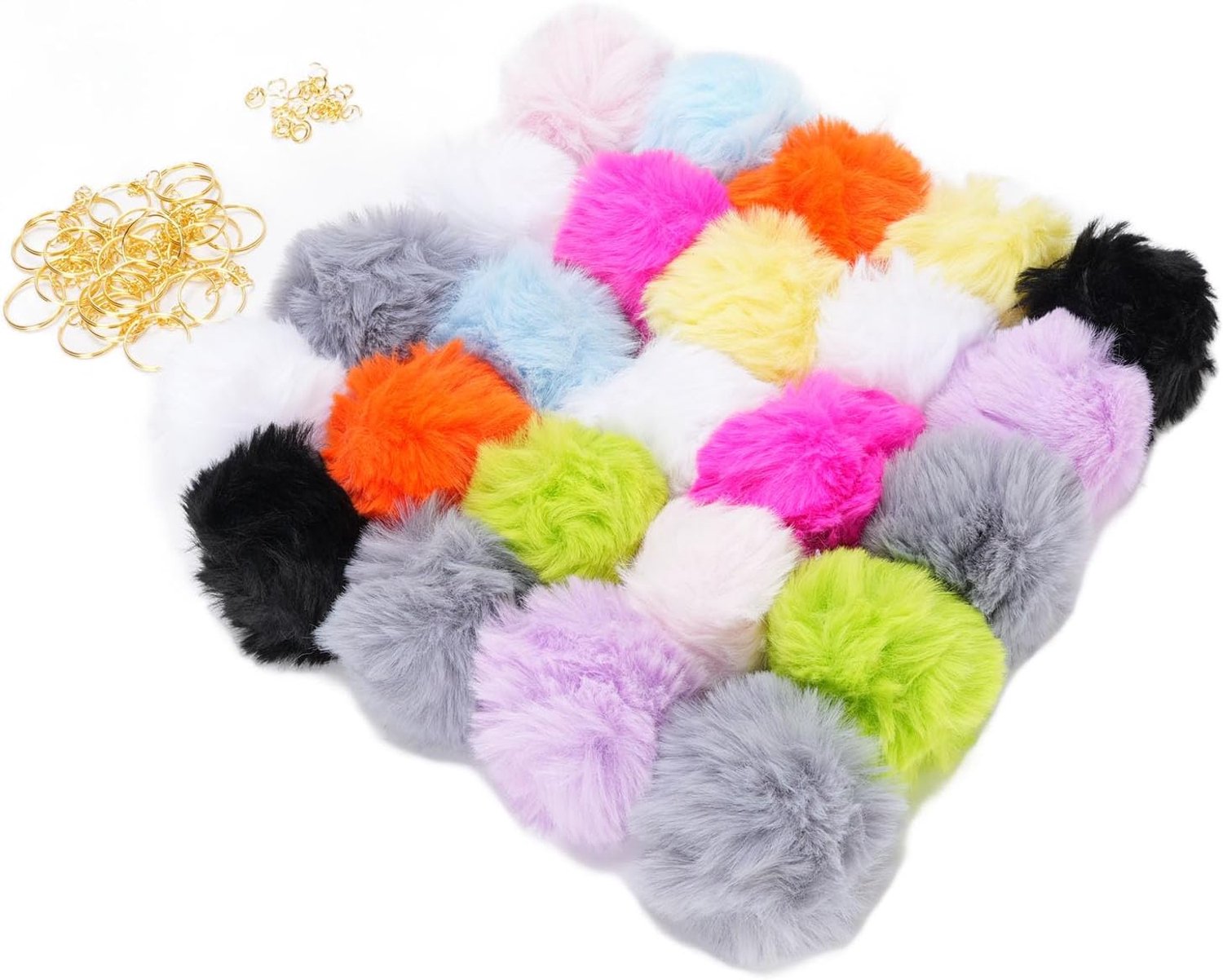 Chrees Konijnenbont Pom Pom Keychain Kleurrijke Pluche Ball Hanger 24 Set voor Handtas Telefoon met Rugzak