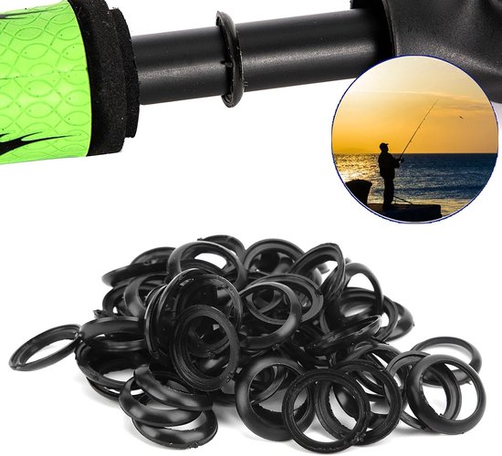 60 stuks 15 mm siliconen afstandhouders (zwarte ringen) voor hengelgrepen. — afbeelding 3