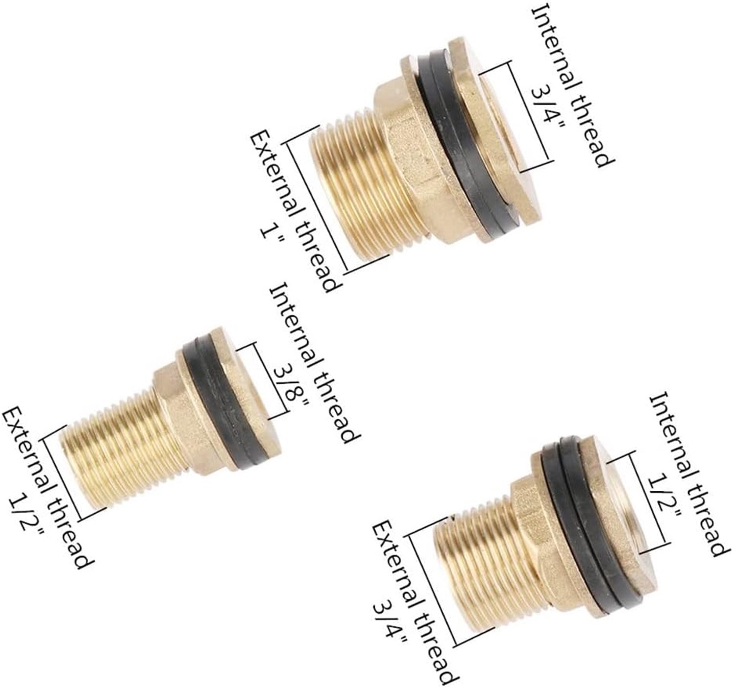 Slangadapter, kraanconnector, 1 stuks binnendraad messing connector, for tuin 1/2" 3/4" 1" buitendraad naar 3/8" 1/2" 3/4" watertank aquarium irrigatie pijpadapters (maat: 1/2) (Size : 44928)