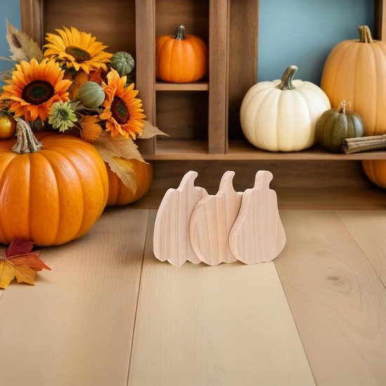 6 Stuks Delige Onbewerkte Houten Pompoenen voor Herfstdecoraties DIY Houten Ornamenten voor Thanksgiving Halloween Oogstfeesten voor Feestelijke — afbeelding 3