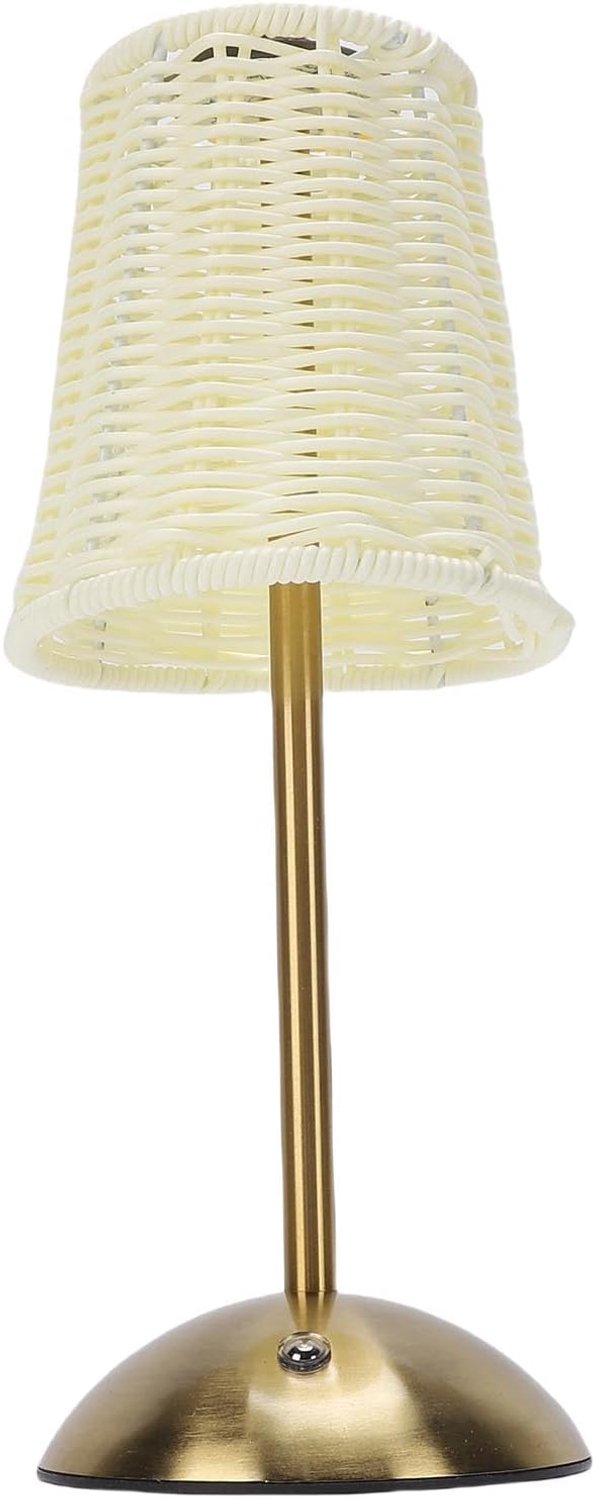 aqxreight Rattan Tafellamp, Draadloos Dimbaar Ontwerp (beige lampenkap)