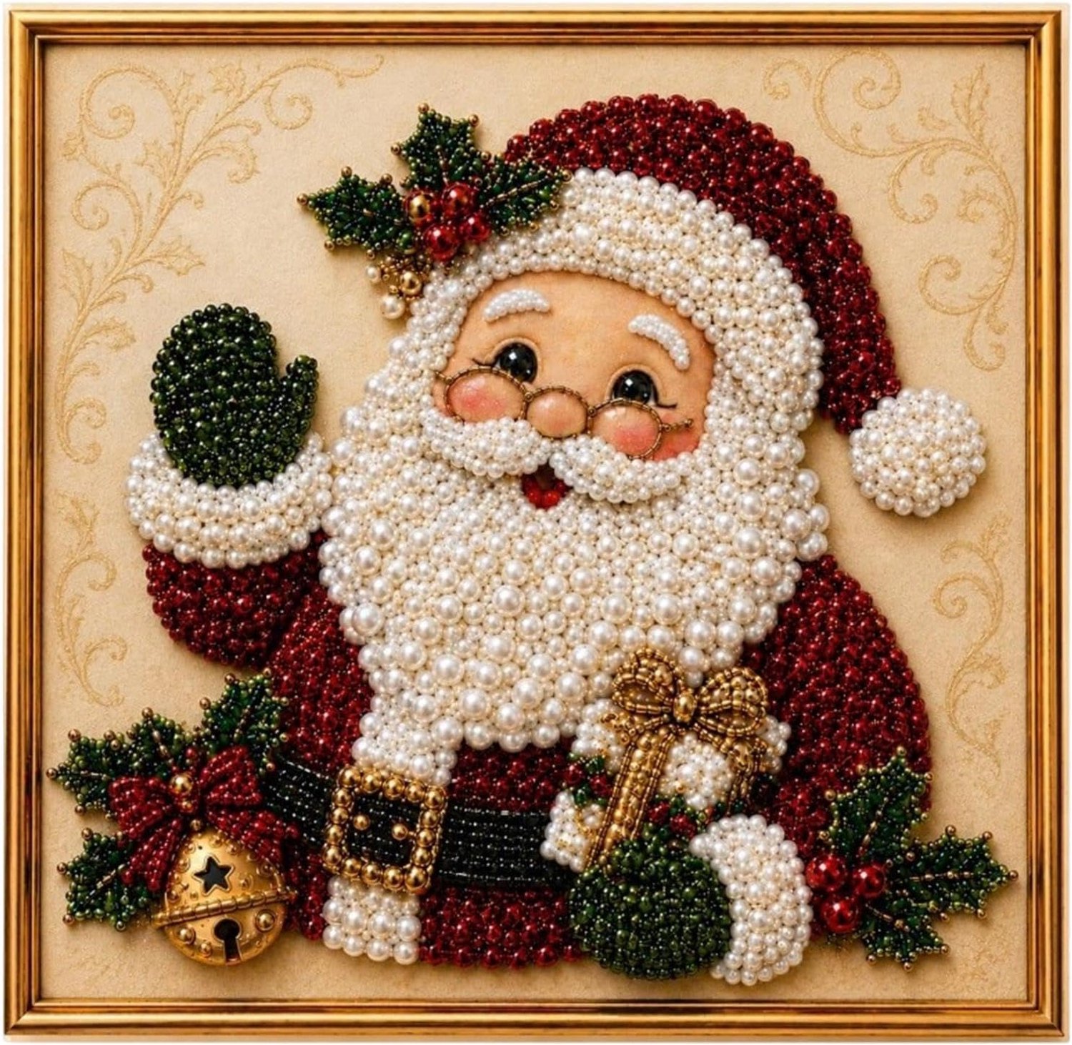Compacte 3D-kerstversiering, parelkunstset, doe-het-zelf kerstversiering