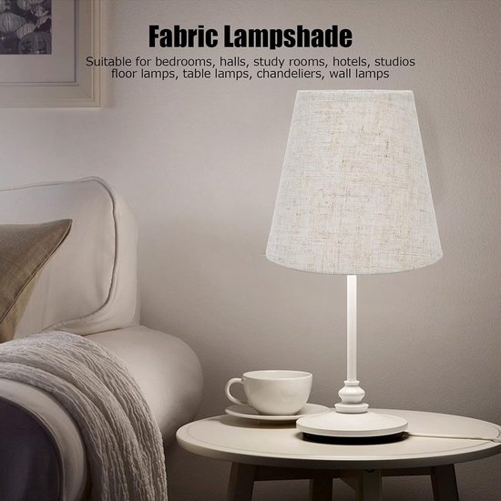 2 stuks lampenkappen, 9,2 x 14,2 x 13 cm/3,6 x 5,6 x 5,1 inch stoffen tafellamp schaduw cover clip op lampenkap voor E14 schroef kandelaar lamp kroonluchter (Pt13) — afbeelding 2