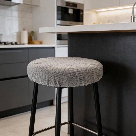 2 Stuks Elastische Ronde Barkrukhoezen voor Barkrukken Wasbare Rekbare Stof Beschermhoezen Geschikt voor Barstoelen Kaptafelstoelen Duurzaam Kreukvrij — afbeelding 4
