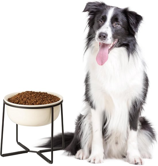 Verhoogde keramische dubbele hondenvoer- en waterbak met antislip houder voor middelgrote en grote honden, 2 x 1600 ml, ideaal voor comfortabel eten en drinken — afbeelding 3