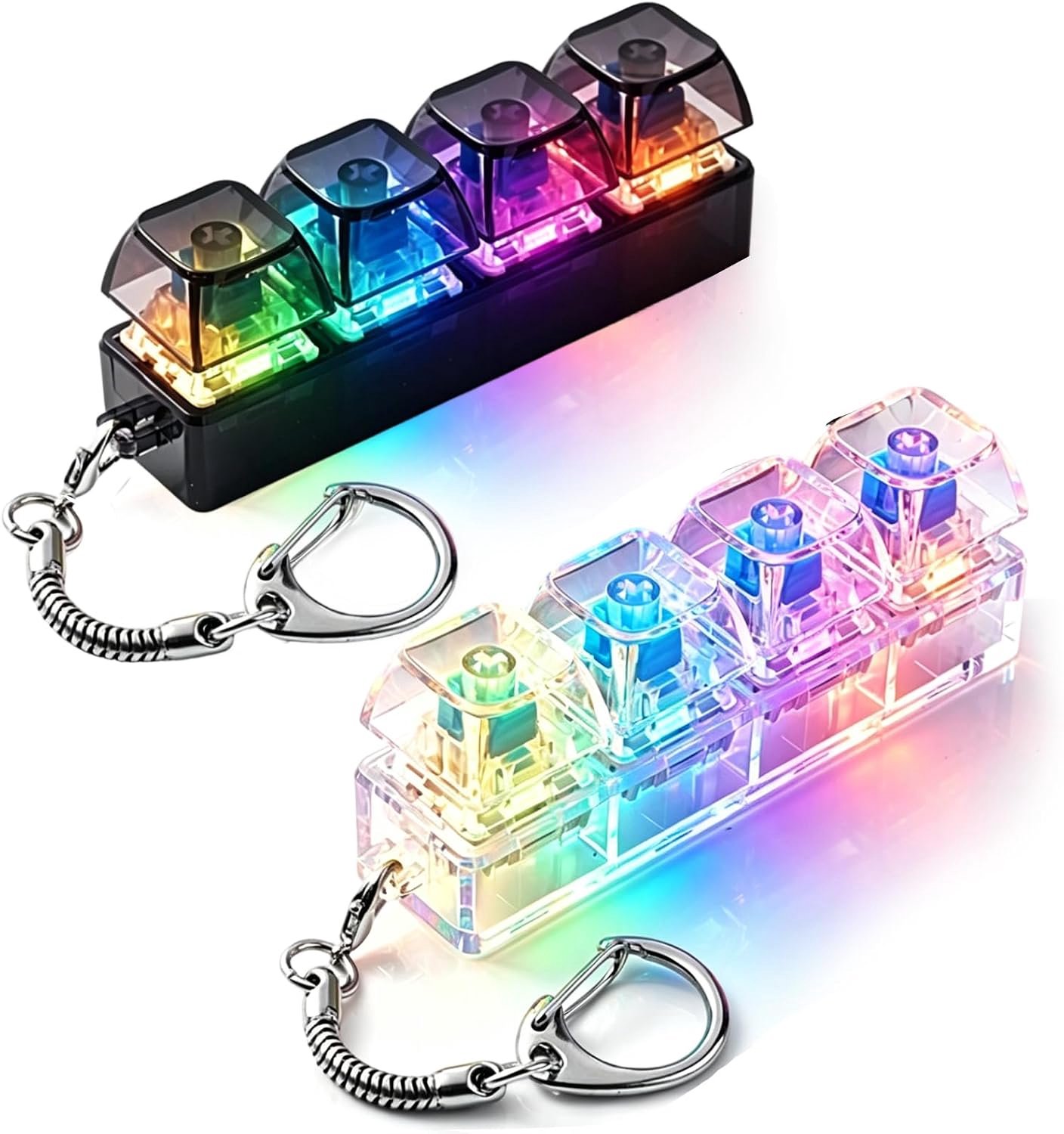 Speelgoed fidget toetsenbord voor volwassenen, 2 stuks sleutelhangers, toetsenbord, stressvermindering, speelgoed, decompressie, draagbaar, clicker, toetsenbord, helder toetsenbord, anti-stress