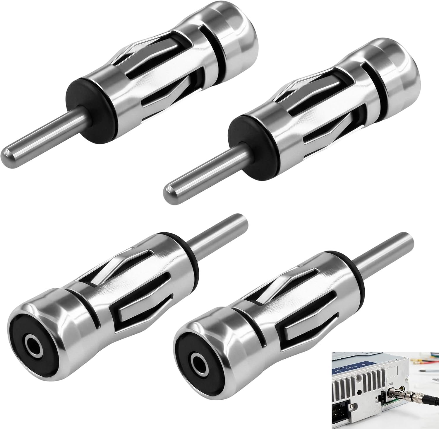 Set van 4 autoradio-antenneadapters, DIN-stekker naar ISO-bus, DIN-naar-ISO-adapterkabel voor autoradio, antenne-adapter geschikt voor Europese voertuigen
