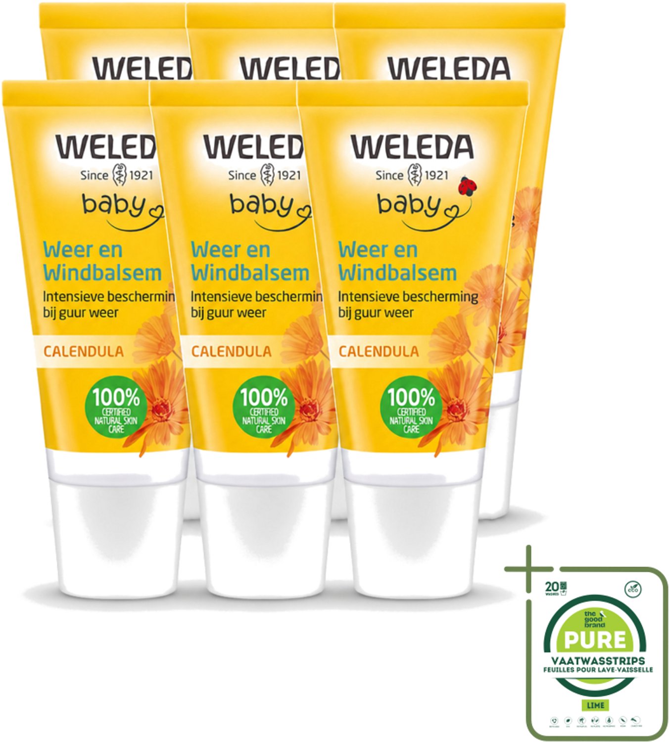 6 x WELEDA - Weer & Windbalsem - Baby & Kind Calendula - 30 ml - Grootverpakking - Babyhuid Beschermen - Winterbeschermende Balsem - Weersbeschermende Balsem - Gevoelige Huid - Calendula Balsem