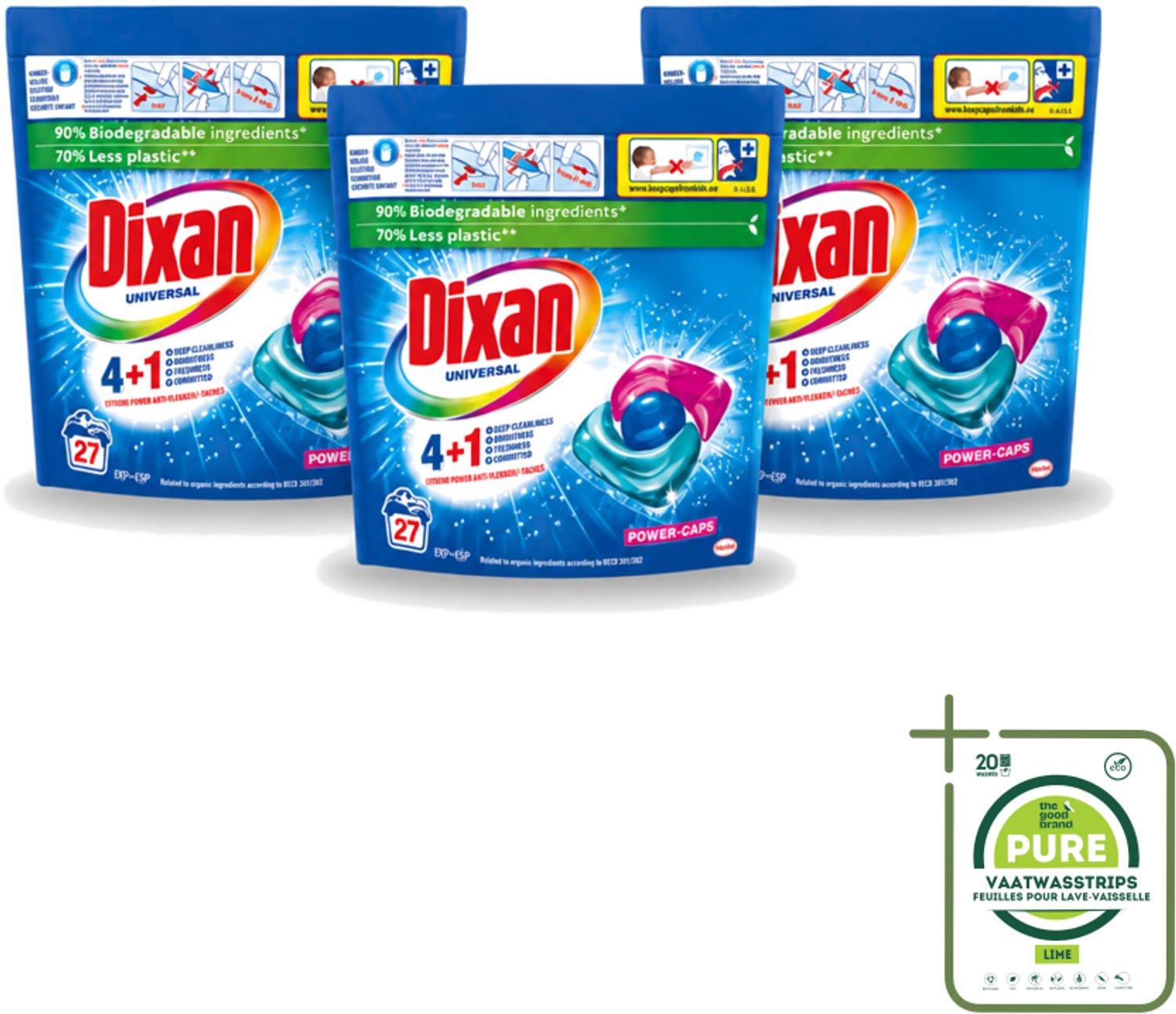 3 x Dixan - Wasmiddelcapsules - Universeel - 27 wasbeurten - Grootverpakking - Vaatwasstrips - Wasmiddel - Wascapsules - Wasmachine - Wasbeurt - Wasgoed