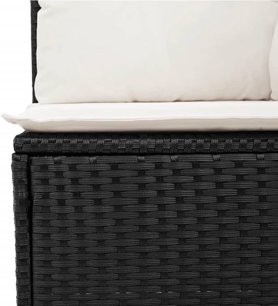 poly rattan onderhoudsarm tuin loungeset afneembare hoezen zwart crème — afbeelding 2
