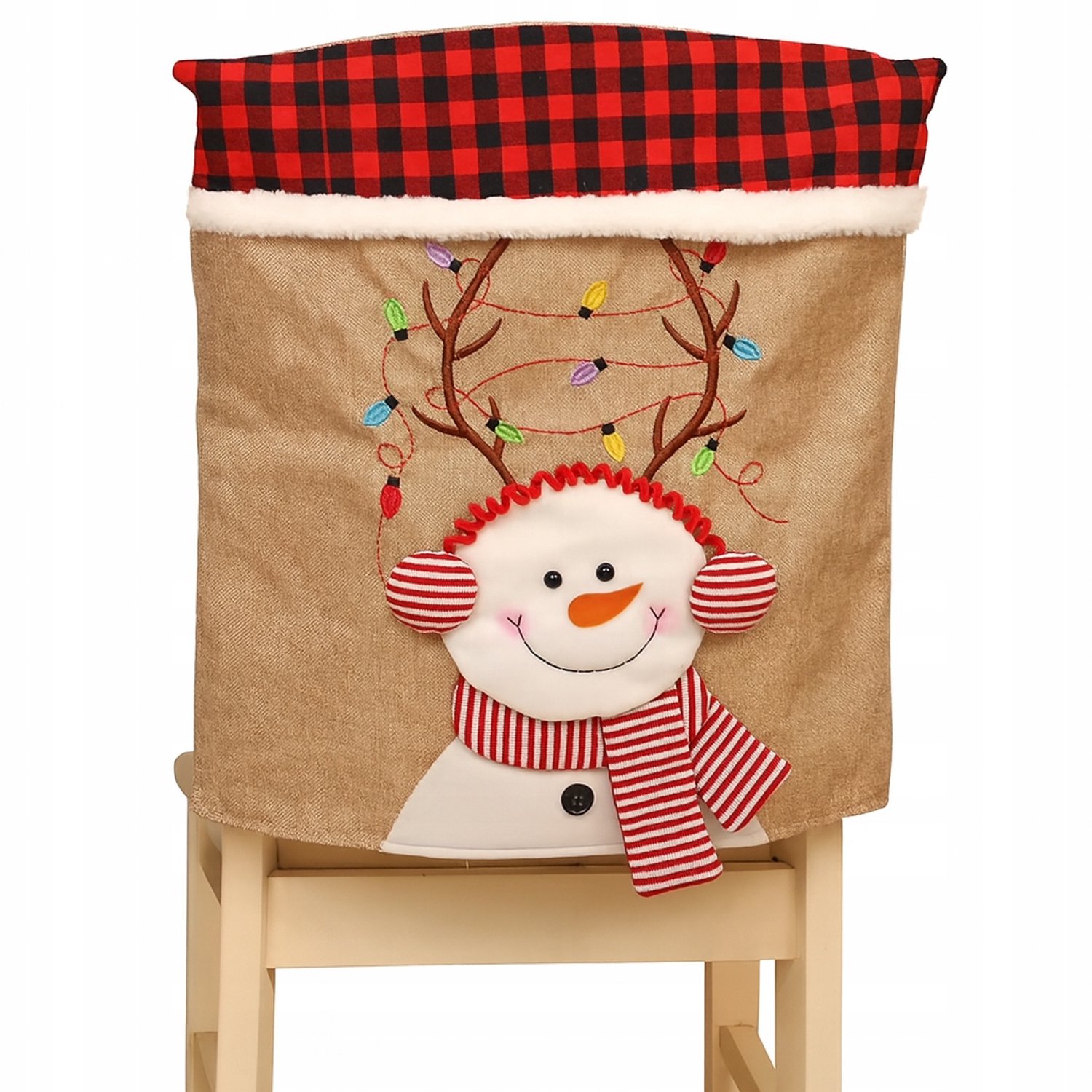 Kerststoelhoes met Sneeuwpop - Decoratie voor Feestelijke Sfeer