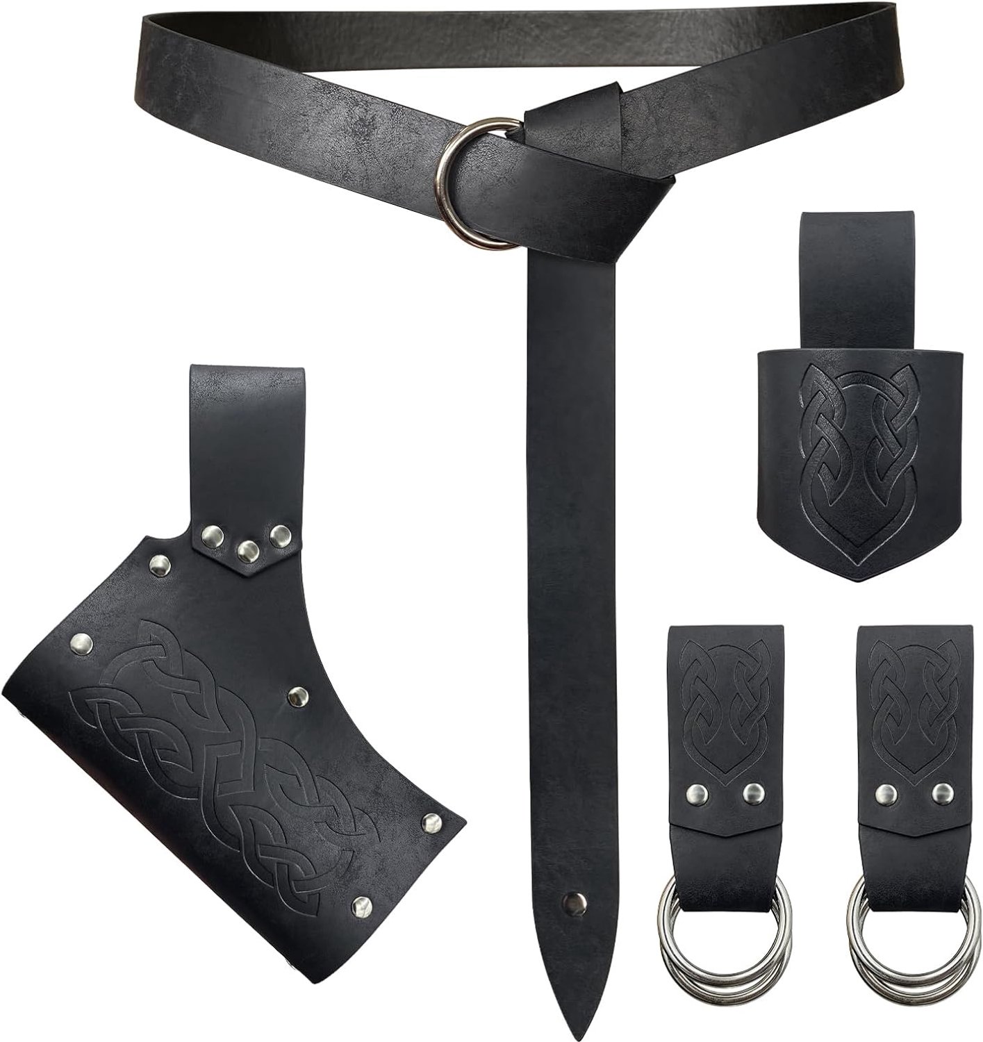 HiiFeuer 5Pcs Medieval Belt Costume Accessories Renaissance Skirt Hike Viking Horn Belt Holster Dagger Holster Sword - ShopVlot