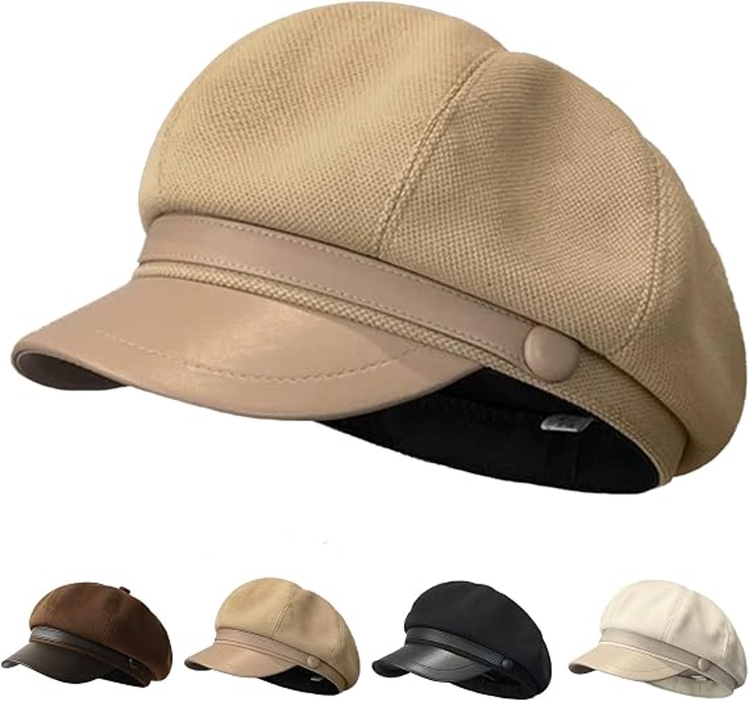 Dames Baret – Herfst en Winter Damesmuts – Achthoekige Pet – Kaki – Zacht en Warm – Verstelbaar – Voor Dagelijks Gebruik, School, Werk en Buiten – Stijlvol en Comfortabel