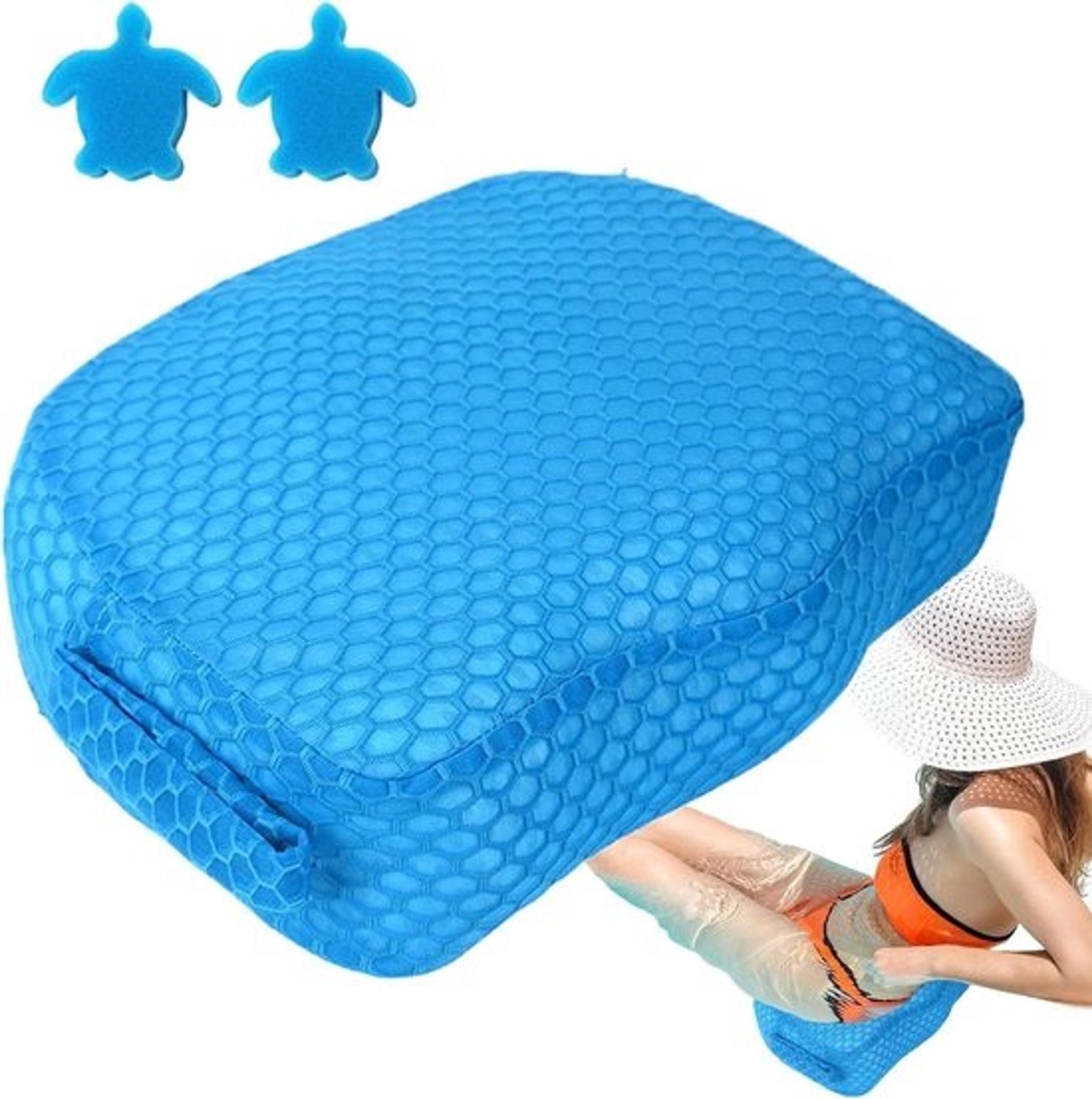 Kussen voor hottub - Zitje voor spa - Ontspanning in buitenbad - Ademend - Sneldrogend - 40x30.5x12.7cm - Blauw