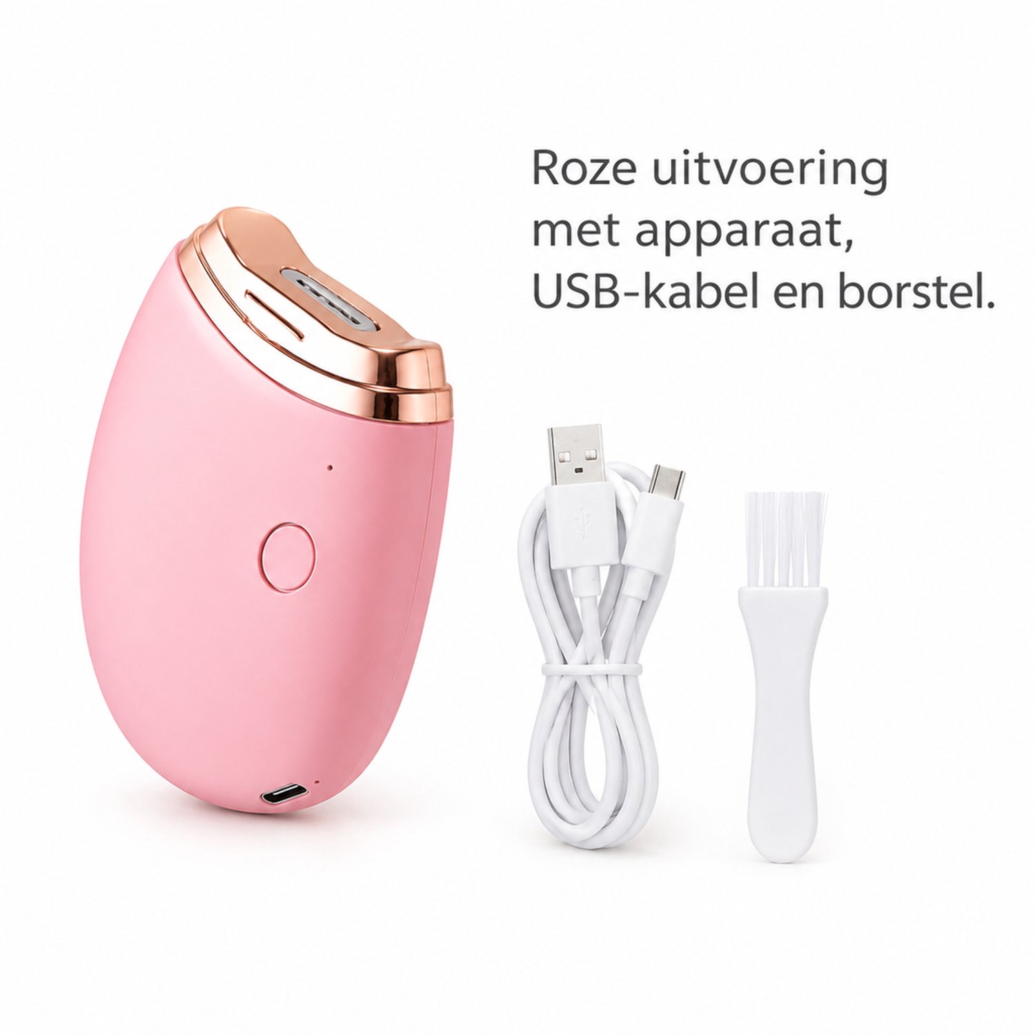 Elektrische nagelknipper - 3 snelheden - USB-oplaadbaar - voor thuisgebruik - roze met apparaat, USB-kabel en borstel