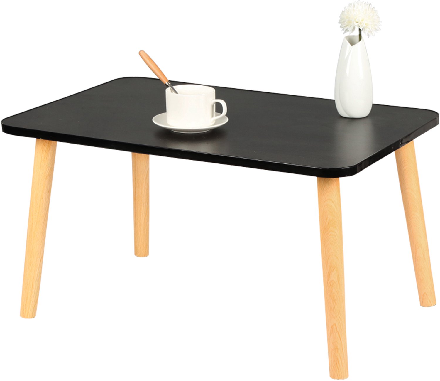 PIPIPOXER Bijzettafel - Tafeltje - Kleine Salontafel - Tafel Industrieel - Sidetable voor Woonkamer, Thuiskantoor - 60 x 40 x 32 cm - Zwart