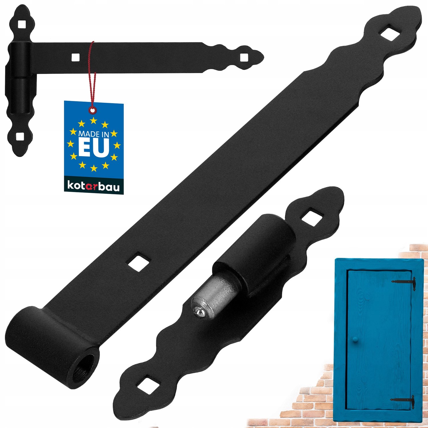 Zwarte Scharnier 30cm met Kogellager voor Poorten en Deuren