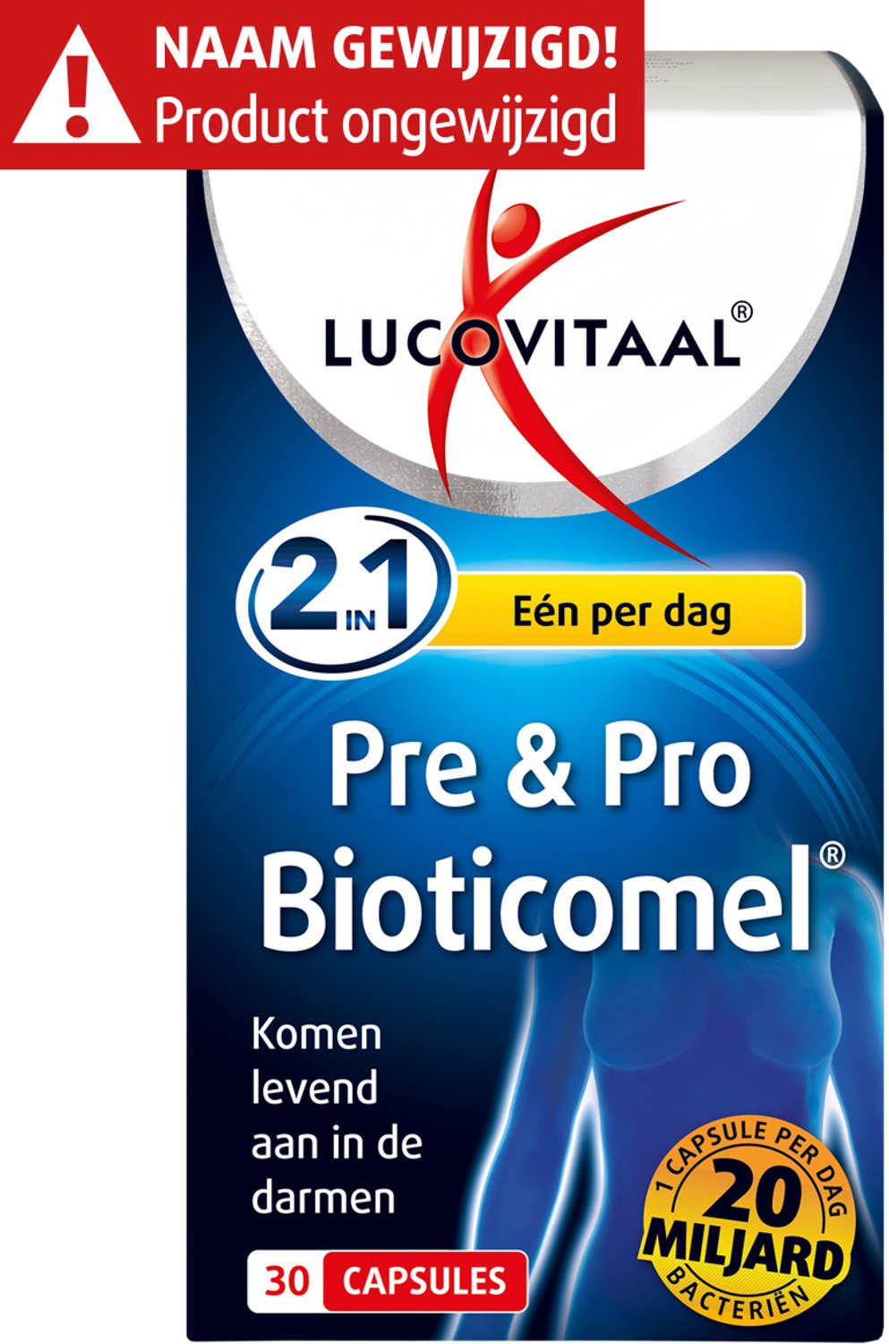 Lucovitaal Pre & Pro Bioticomel 20 Miljard Bacteriën met FOS 50 mg, 30 Capsules, Maagsapresistent & Vegan, Voedingssupplement voor Volwassenen