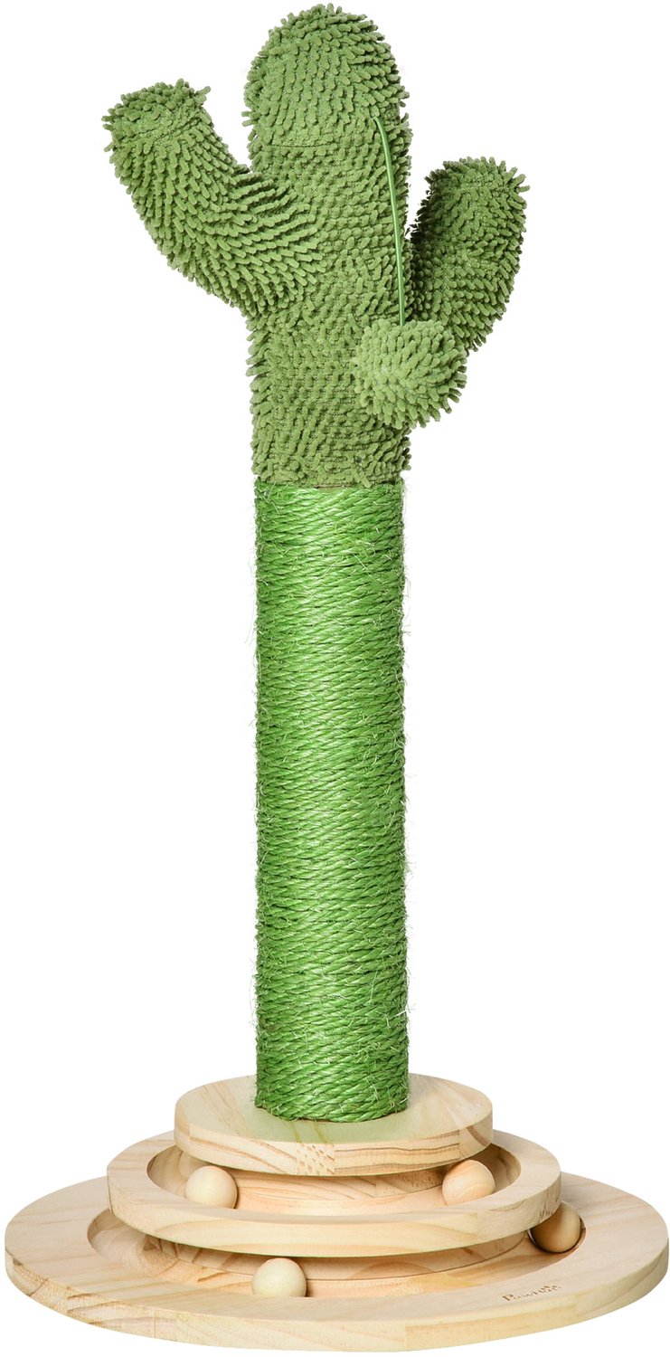 Pawona Krabpaal cactus - Met sisal en speelbal - 32 x 32 x 60 cm - Groen/Natuur