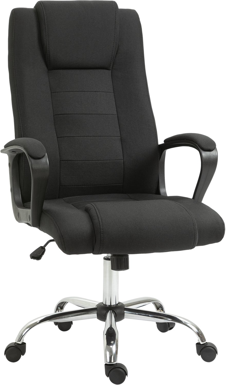 Vinona Bureaustoel - In hoogte verstelbaar en 360° draaibaar - Met schommelfunctie en linnenlook bekleding - 62 x 72 x 110-119 cm - Zwart