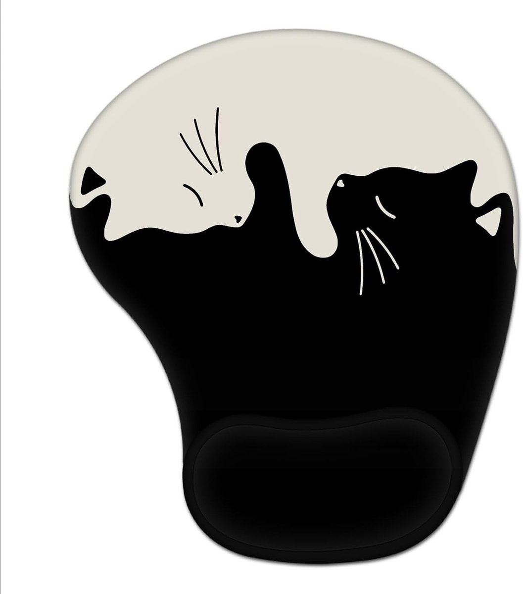 Ergonomische Gel Kussen Muismat met Kat Motief en Handsteun voor Comfortabel Gebruik
