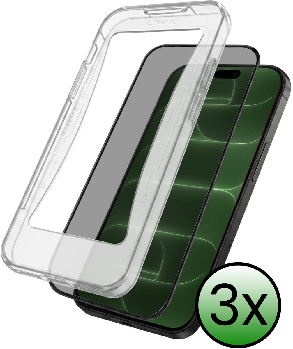 Screenprotector - 3 Stuks Geschikt voor Apple iPhone 18 Pro - Met Installatie Kit - Privacy Filter - Beschermglas - Flexibel Glas - Tempered Glass - Screen Protector