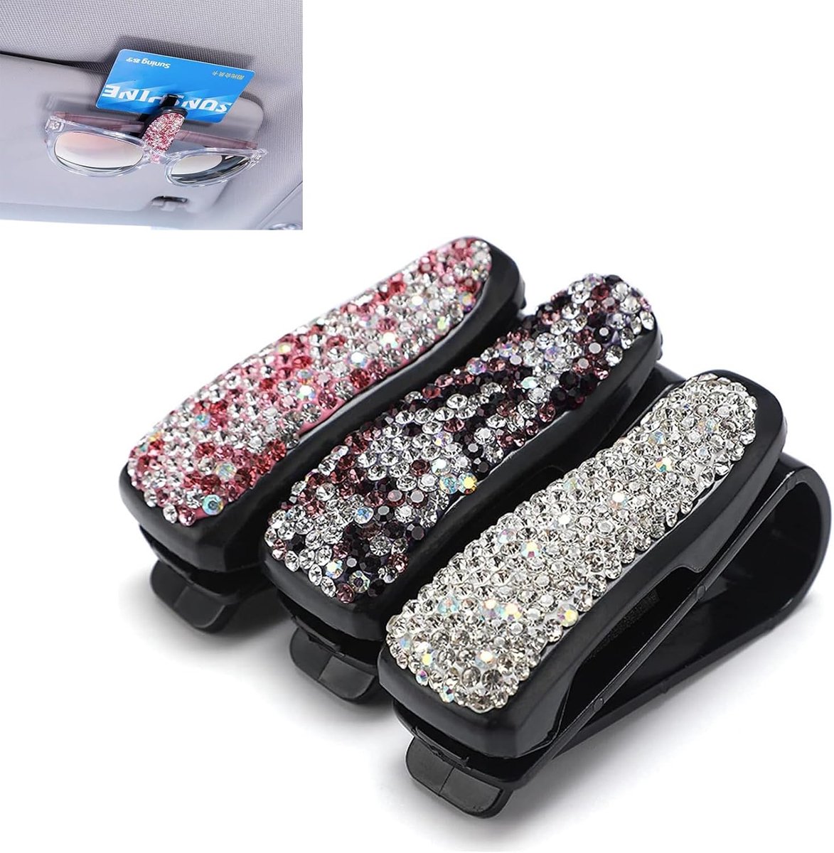 3 Stukken Auto Brilmontuur, Auto Bril Clip, Auto Zonnebril Clip, Geschikt voor gebruik in de auto, voor het Ophangen van Brillen, Bij Voorkeur voor Opslag(Drie Kleuren)