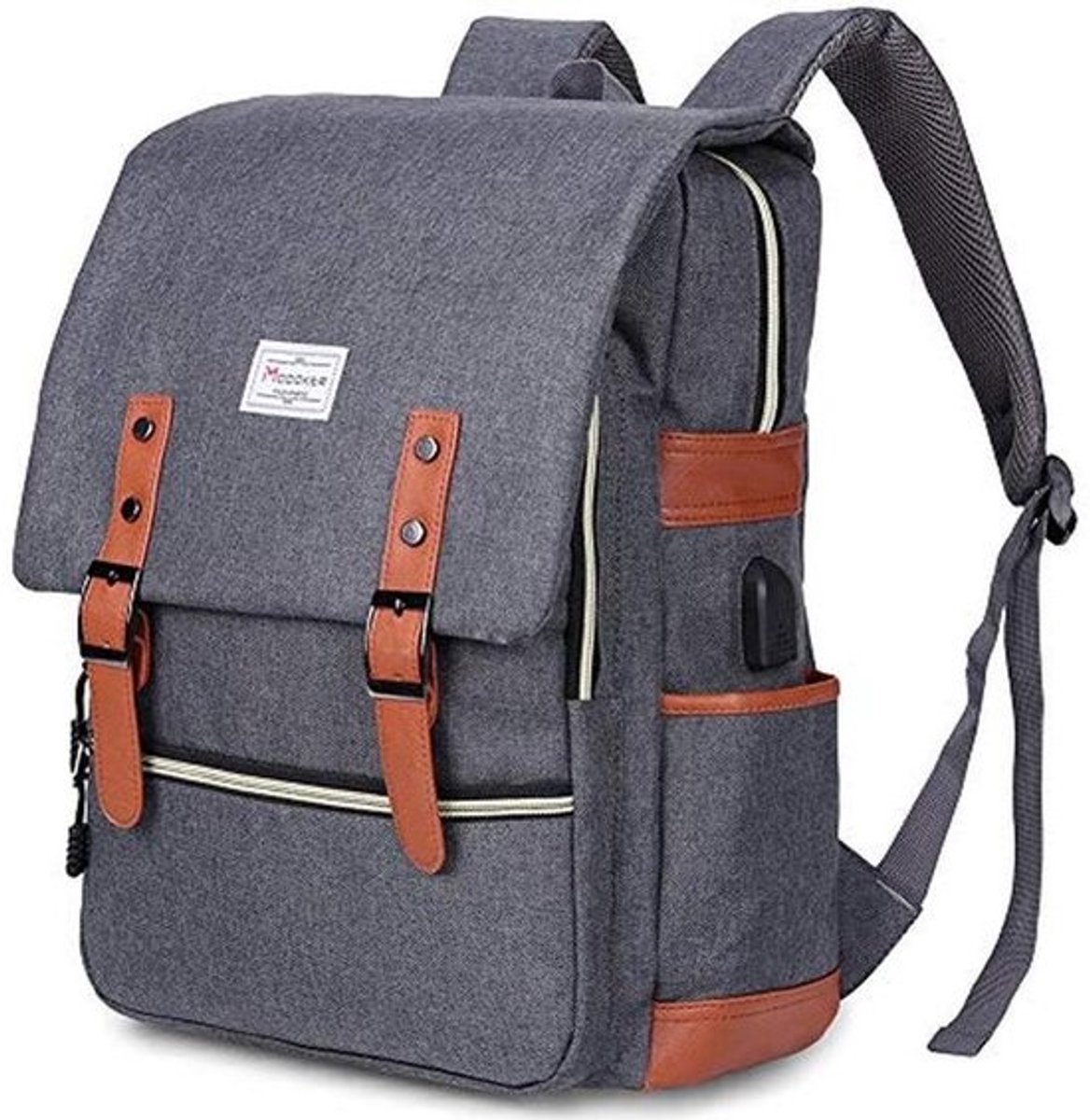 Laptoprugzak 17 inch met USB-oplaadpoort en waterbestendige stof - Vintage zakelijke tas voor dames en heren