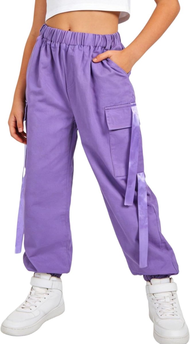 Hiphopbroek voor meisjes, cargobroek met stretch voor jongens, joggers, streetwear en dans