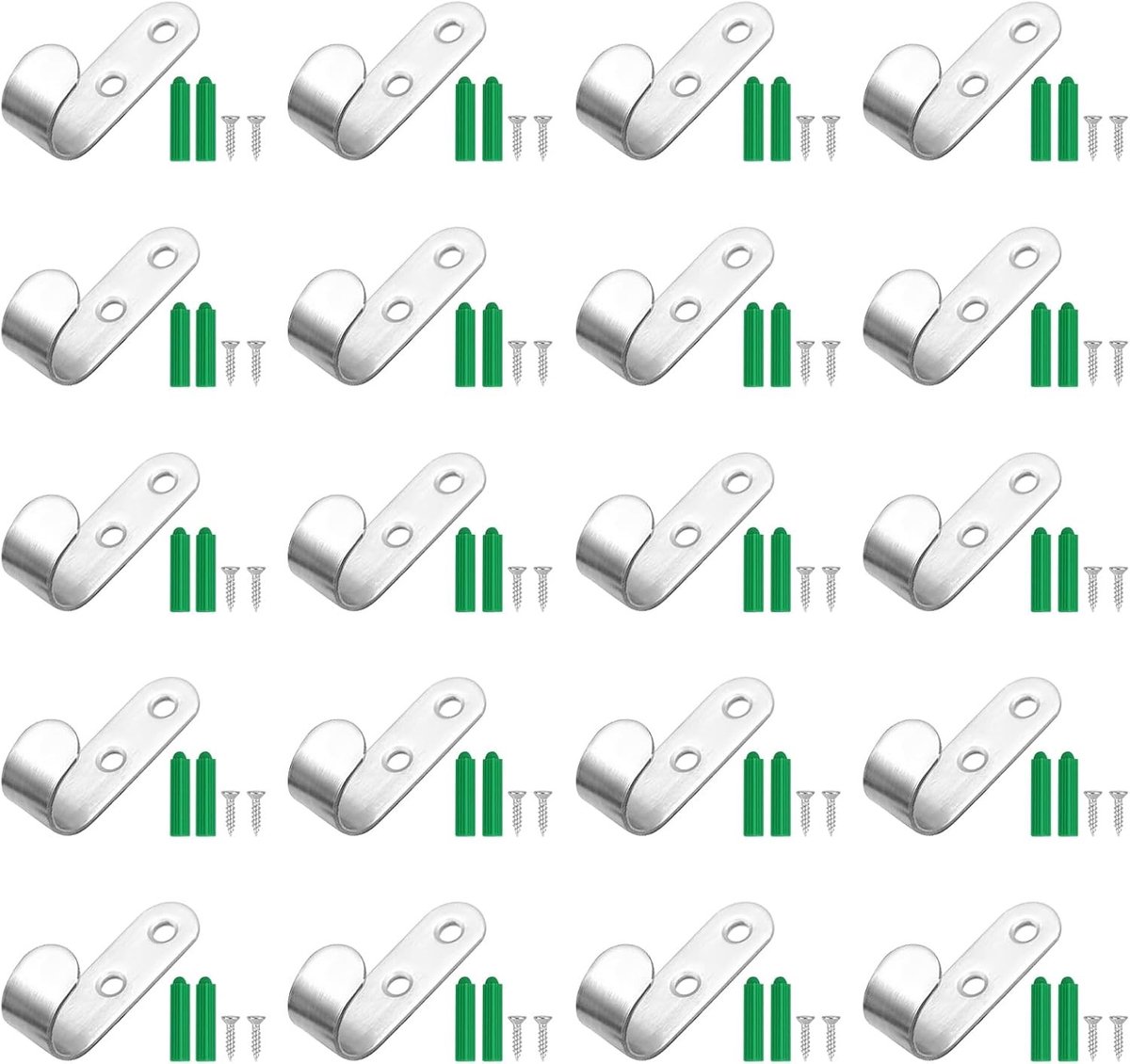 Set van 20 Net Haakjes voor Zeilen, 50 x 13 x 2.5 mm, Stevige Bevestigingshaken voor Aanhangwagens en Tuinaccessoires