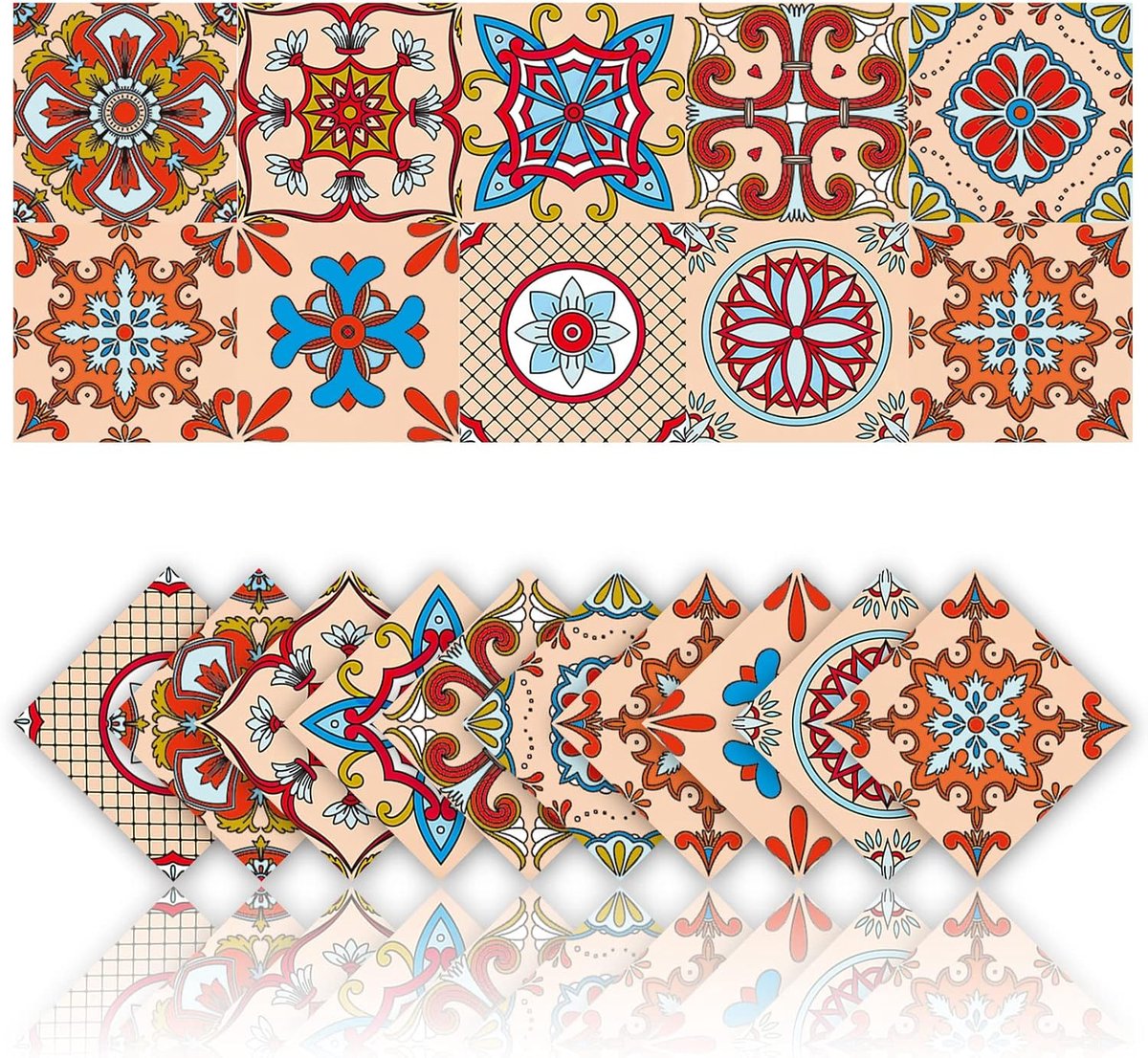 Tegelstickers, keuken, badkamer, tegelstickers, waterdicht, pvc, wandstickers, retro mozaïekstijl (20 x 20 cm, roze)