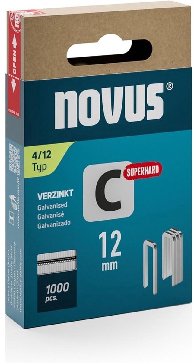 Smalle rugklemmen 12 mm Superhard 1000 Stuks Type 4/12 Nietjes voor Profielhout en Panelen