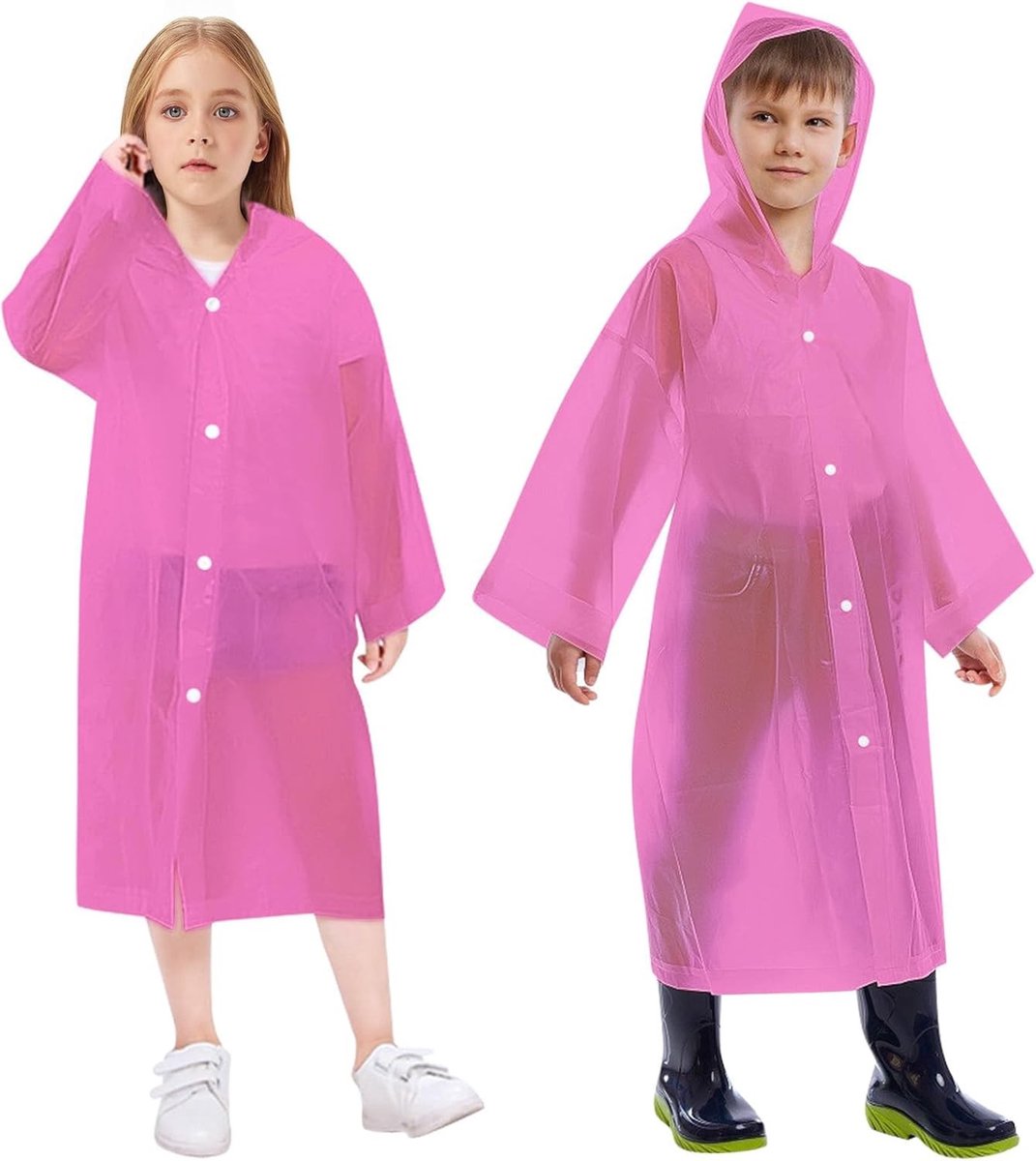 Kinderen Regenjas voor Meisjes en Jongens - Draagbare Waterdichte Poncho met Capuchon en Mouwen voor Kamperen en Noodgevallen
