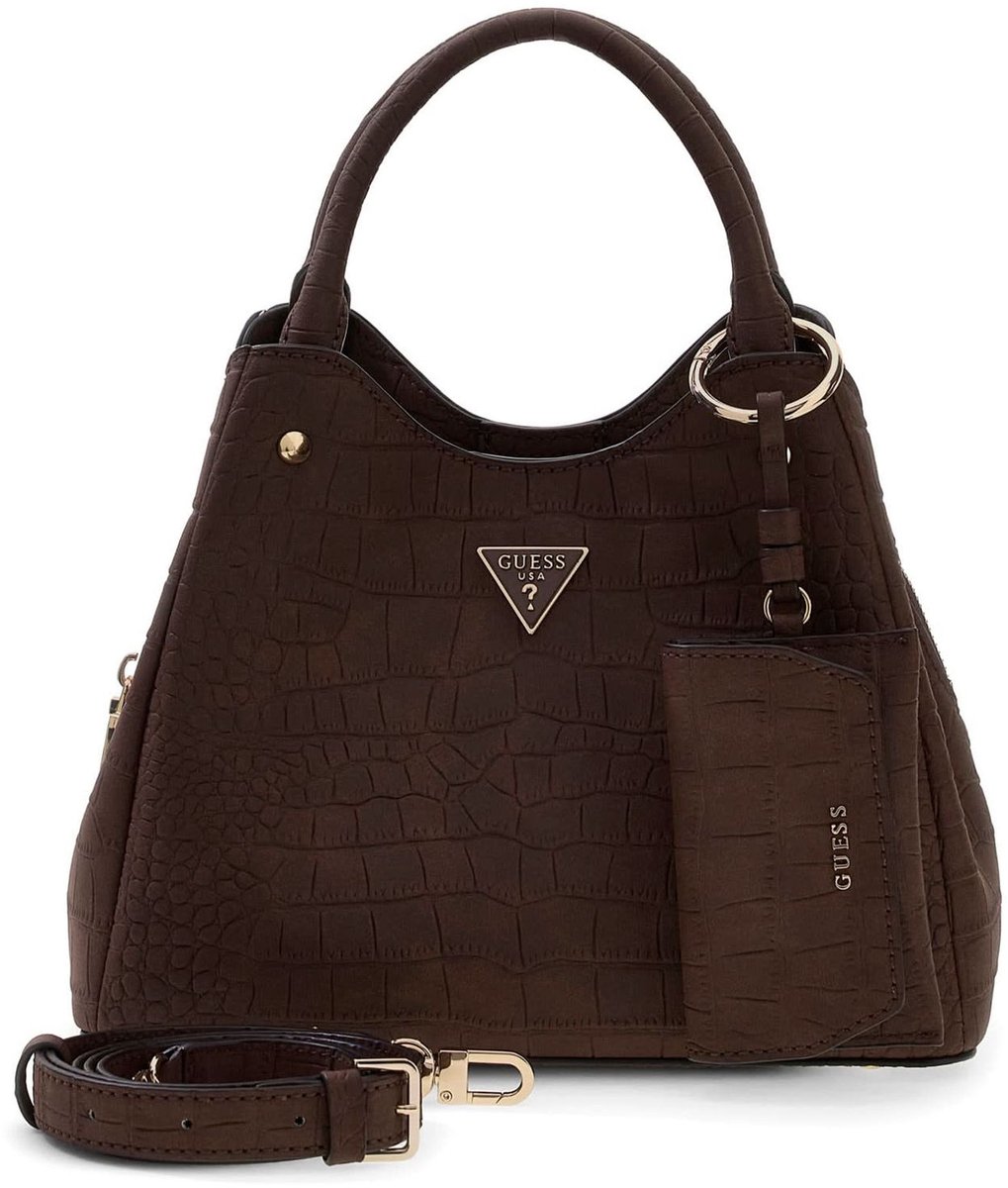 GUESS handtas schoudertas Lorella Logo Girlfriend Tote Espresso donkerbruin