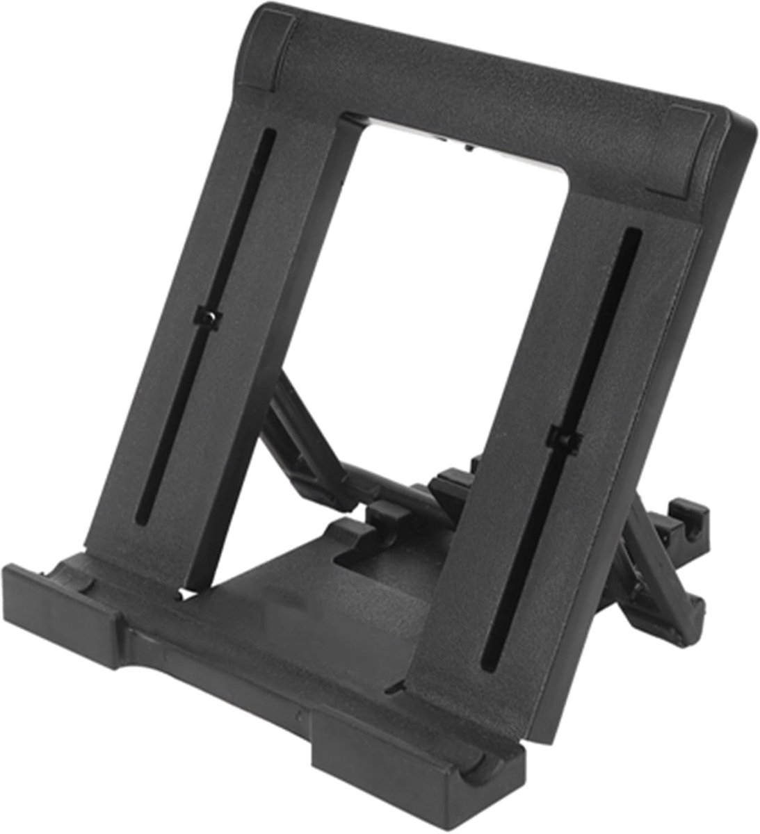 Kunststof Ondersteuning voor vijf versnellingen In hoogte verstelbare draagbare opslag Stand voor mobiele telefoon, 7-11 inch tablet-pc-desktopbeugel, met zachte rubberen pad(zwart)