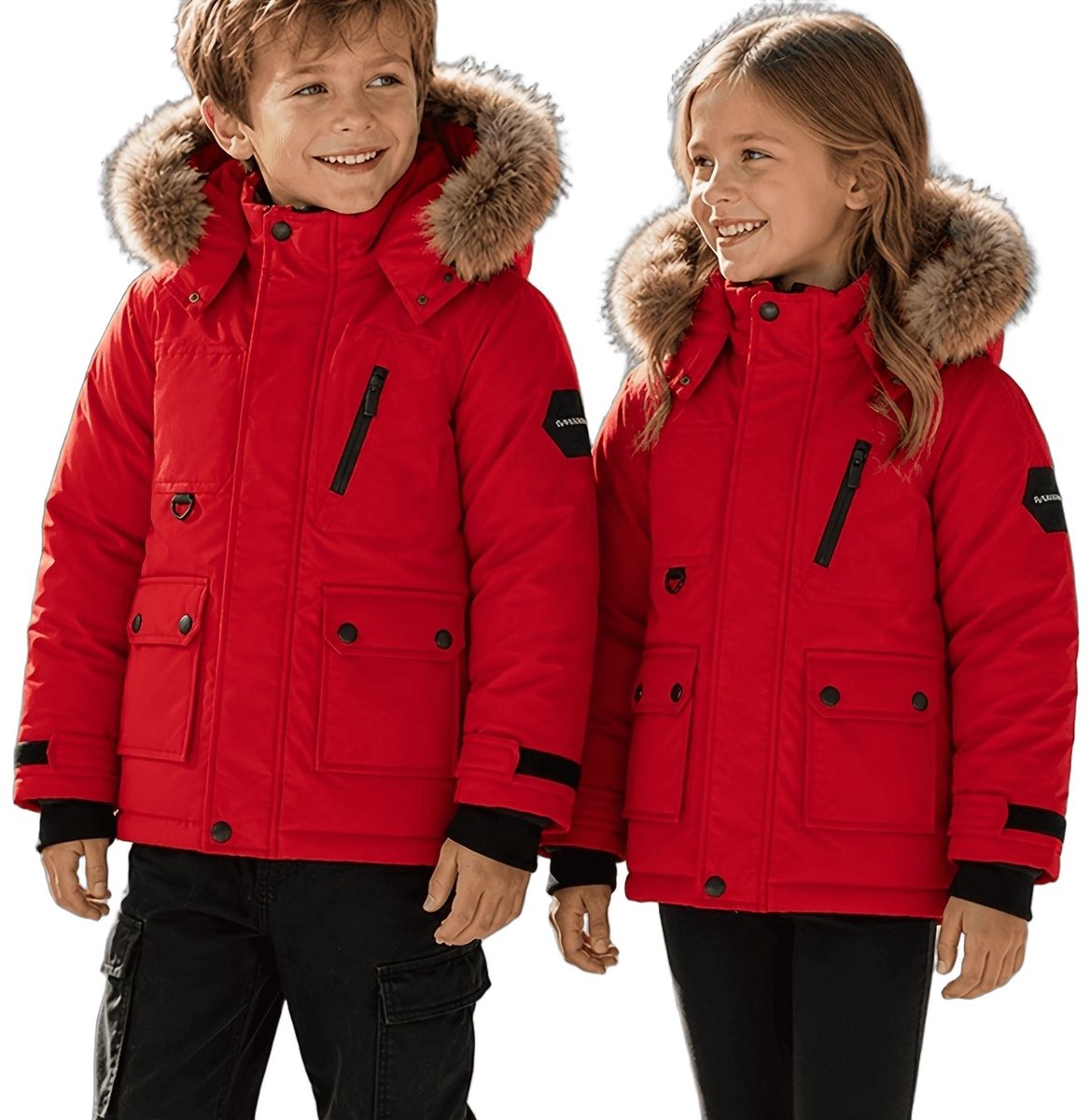 Currero Winterjas Parka Jongens Lange Jas Wintermantel Overjas Gewatteerd Waterdicht Winter Stijlvol Mantel Kinderen 13-14 Jaar Rood