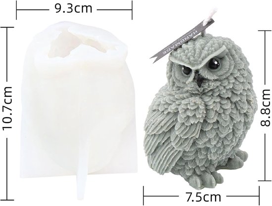 3D siliconen vorm van uil, kaarsvorm, uil, cake, fondant, bakvorm voor taartdecoratie, chocolade, zeep, sojawas, kaarsen, handwerk — afbeelding 5