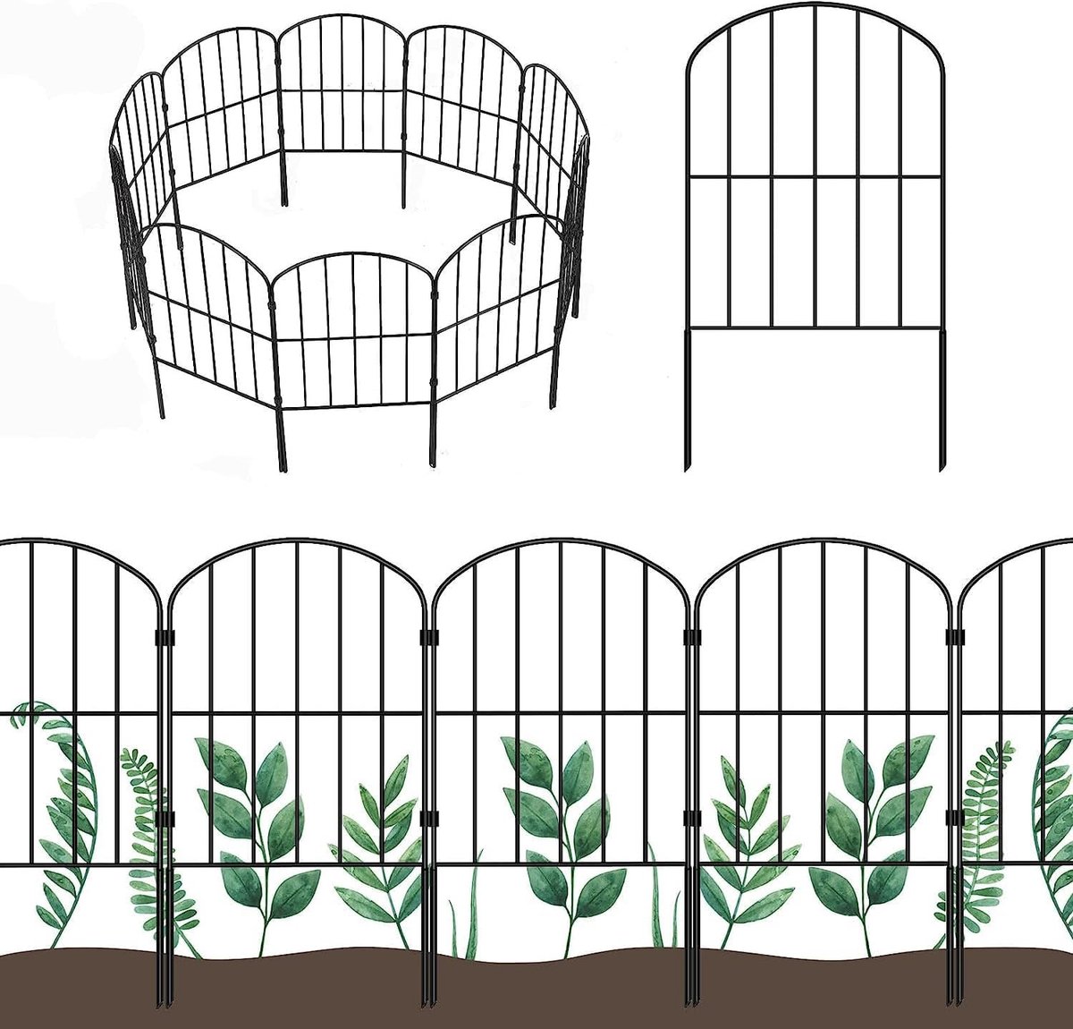 Decoratieve Metalen Tuinhek voor Honden, Set van 10, 330 x 61 cm, Ideaal als Dierenafscherming, Bloembedrand en Tuinornament