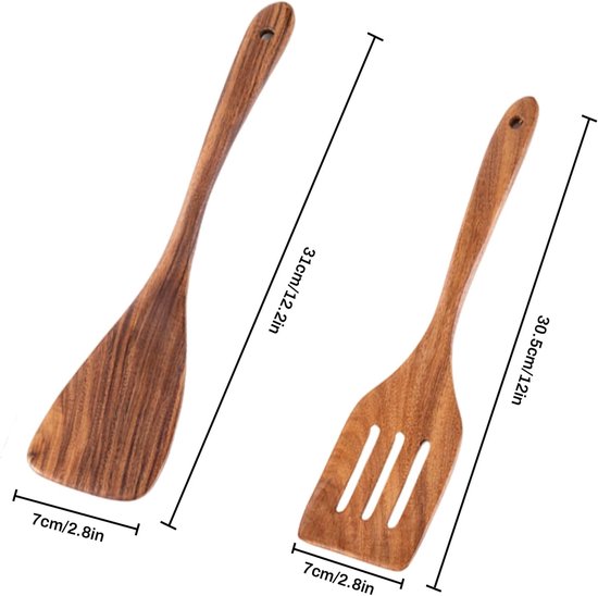 Spatel, 2 Stuks Houten Spatel Gereedschap Keuken Keukengerei Niet-Giftig Duurzaamheid voor Non-Stick Pan Woks en Kachels — afbeelding 2
