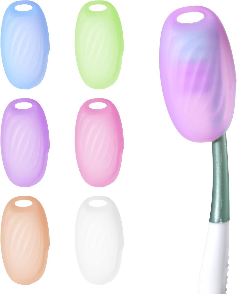 6 Stuks Silicone Tandenborstel Covers voor Reizen, Draagbare Tandenborstel Caps voor Thuis, Kamperen en Bescherming tegen Stof