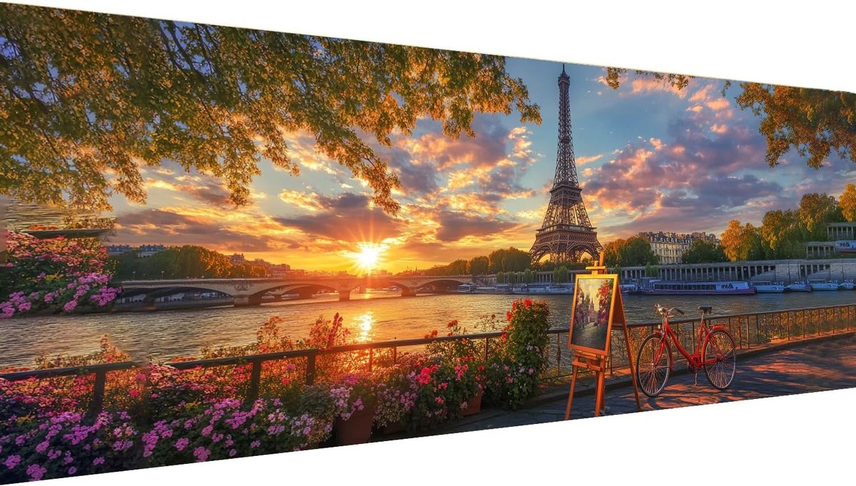 Grote diamantschilderset voor volwassenen, Eiffeltoren, doe-het-zelf, diamantlandschappen, diamant, compleet, glas, borduurwerk, kantoor, thuis, wanddecoratie, handgemaakt, 30 x 80 cm