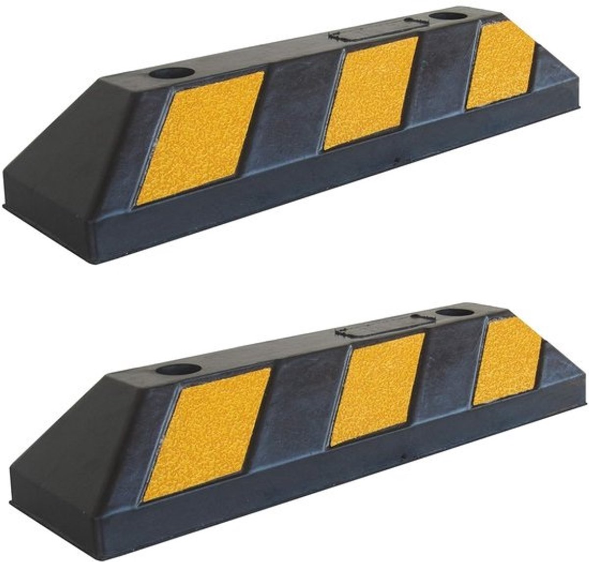 Rubberen Parkeerstop voor Garagevloer - Blokkeert Autowielen en Beschermt Autobumpers en Garagemuren - 55x15x10 cm (2 stuks)