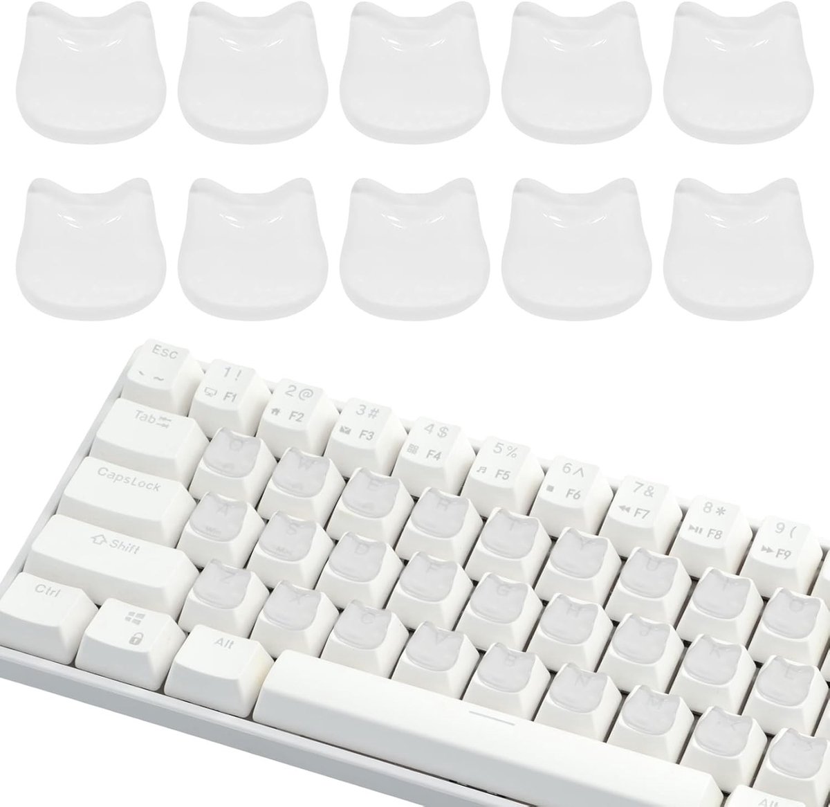 80 Stuks Transparante Kattenbubbels voor Lange Nagels, Schattige Verhoogde Toetsen en Stickers voor Typen met Lange Nagels, Geschikt voor de Meeste Laptops
