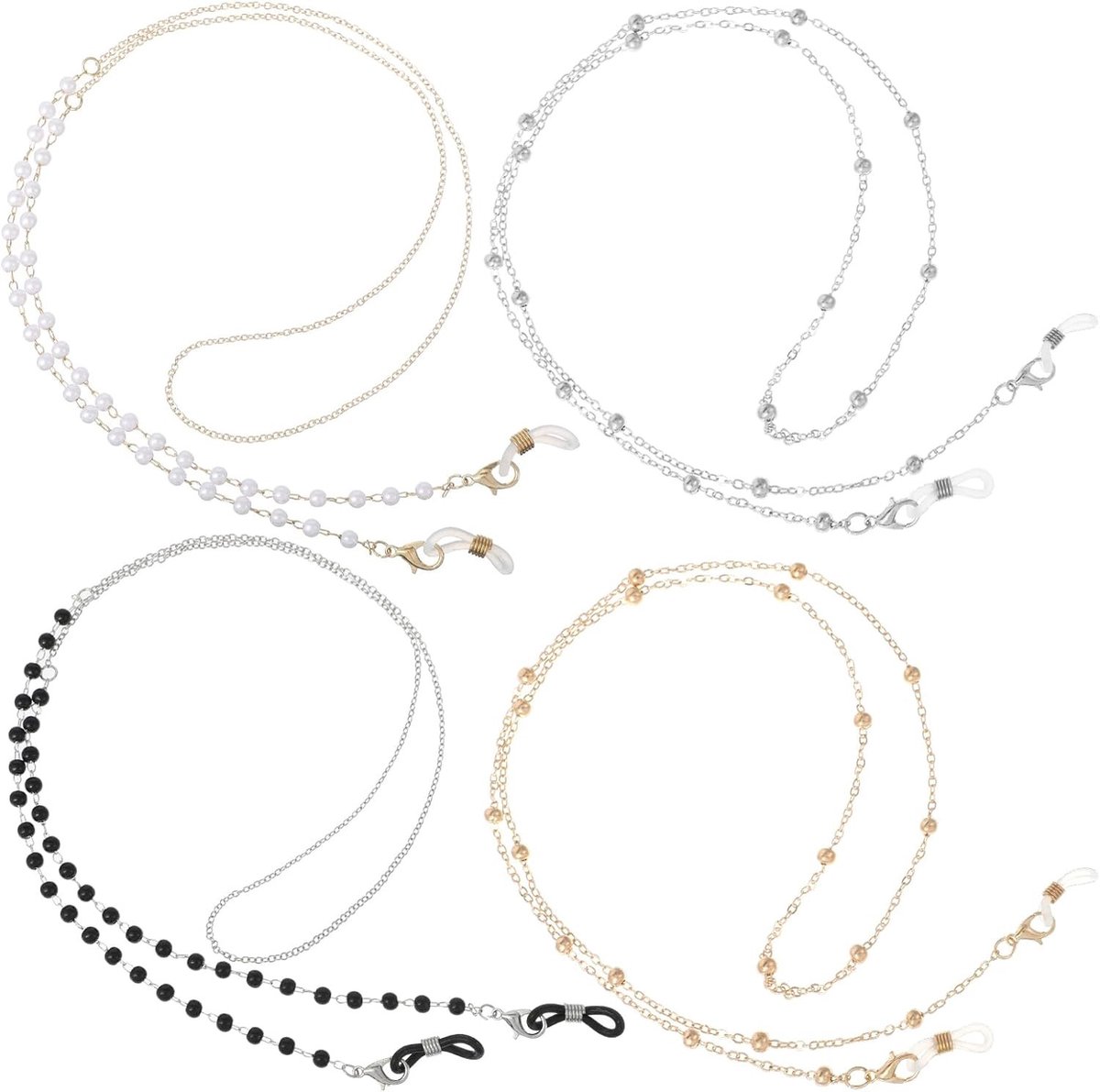 Elegante parelketting voor brillen, dunne modeketting voor zonnebrillen en mondmaskers, goud en zilver, accessoires voor dames